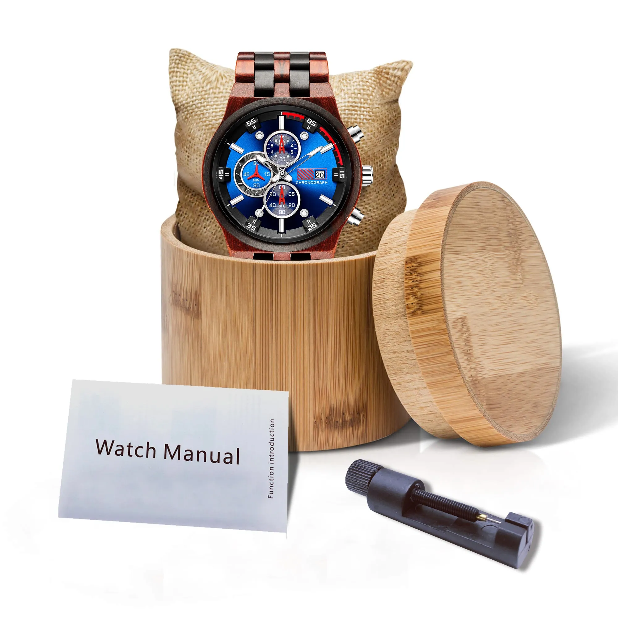 INDIGROVE - Men Wood Watch Chronograph
