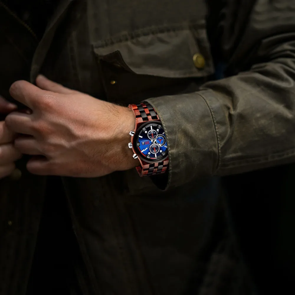 INDIGROVE - Men Wood Watch Chronograph