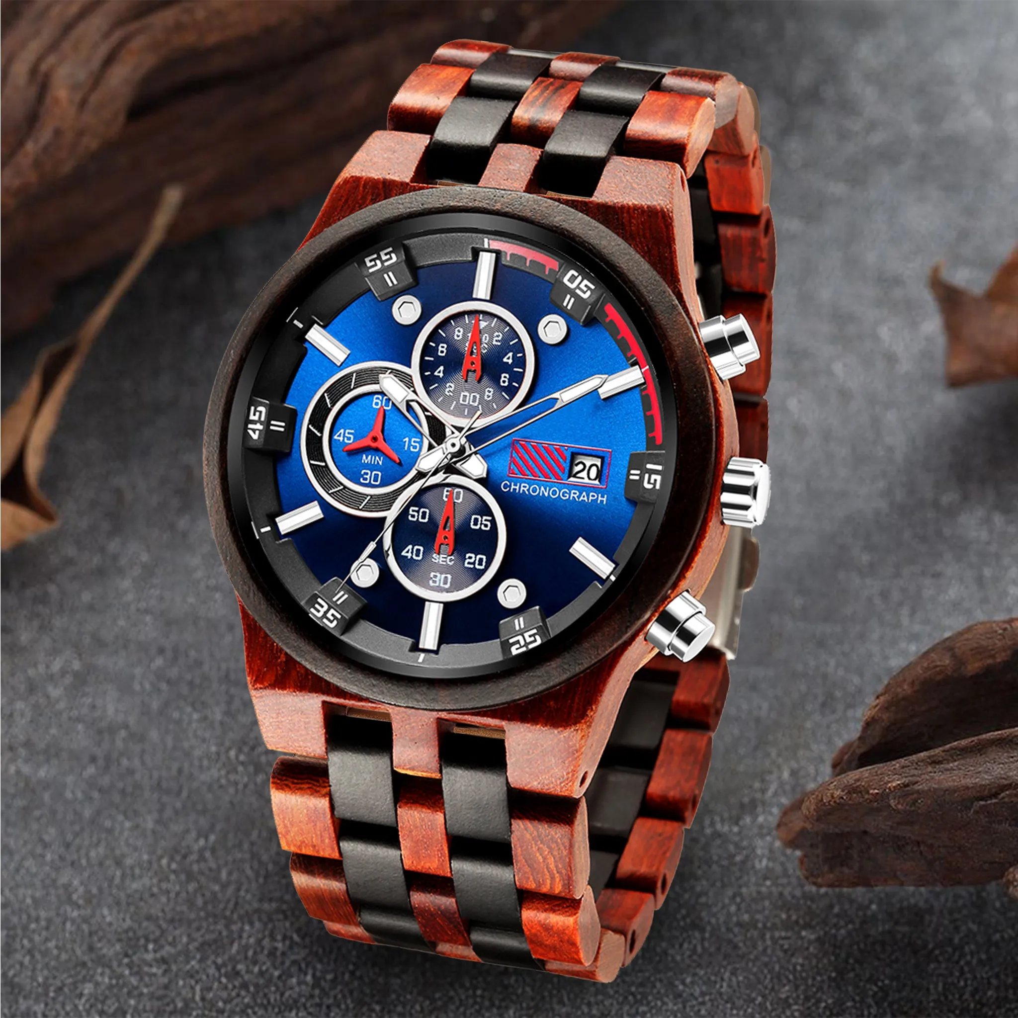 INDIGROVE - Men Wood Watch Chronograph