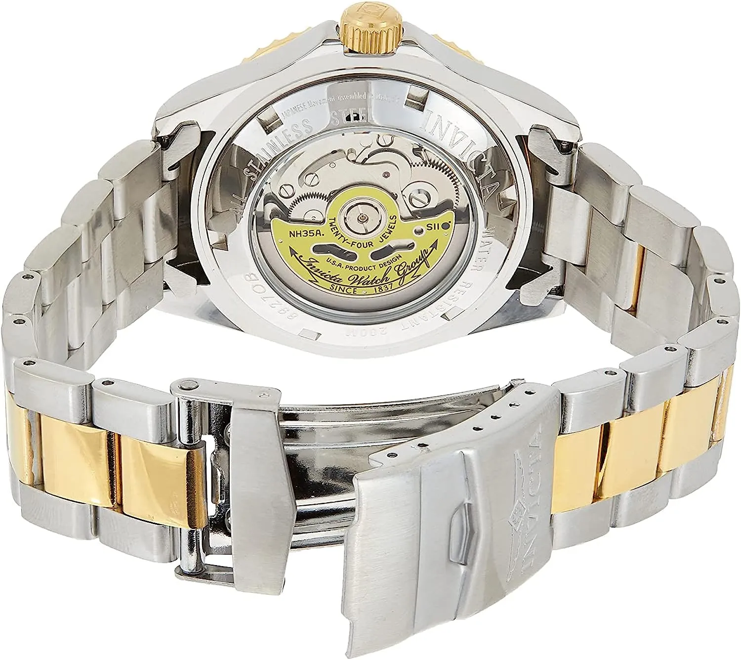 Invicta Men's Pro Diver 40mm Steel and Gold Tone Stainless Steel Automatic Watch with Coin Edge Bezel, Two Tone/Blue (Model: 8928OB)