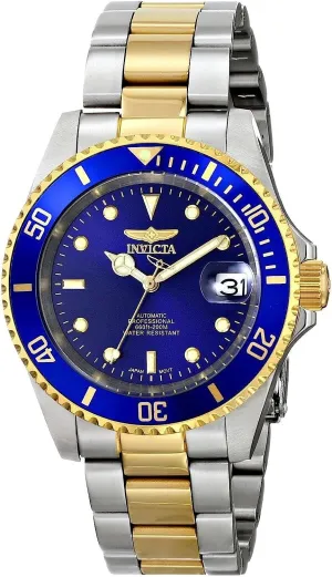 Invicta Men's Pro Diver 40mm Steel and Gold Tone Stainless Steel Automatic Watch with Coin Edge Bezel, Two Tone/Blue (Model: 8928OB)