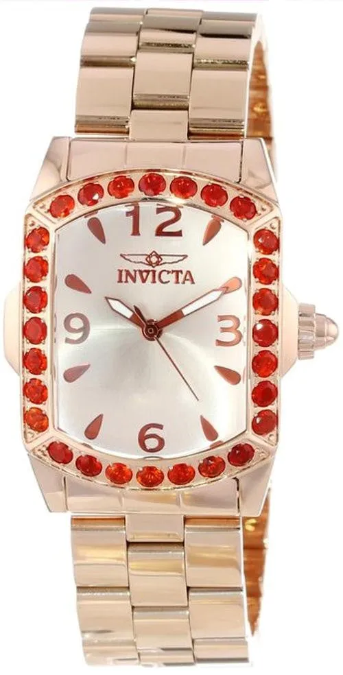 Invicta Women's 14494 Lupah Champagne Dial Fire Opal Accented 18k Rose Gold Ion-Plated Stainless Steel Watch