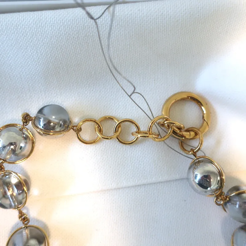 Jil Sander Sphere Chain Necklace Silver & Gold-Tone Brass NEW