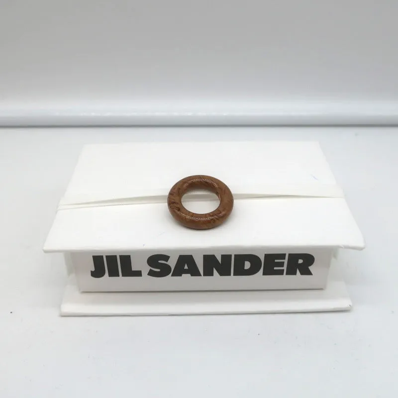 Jil Sander Tortoiseshell-Effect Ring Brown Size Small NEW