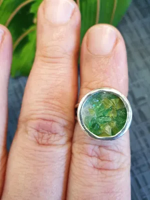 Kaleidoscope Ring - Green Yellow Size J
