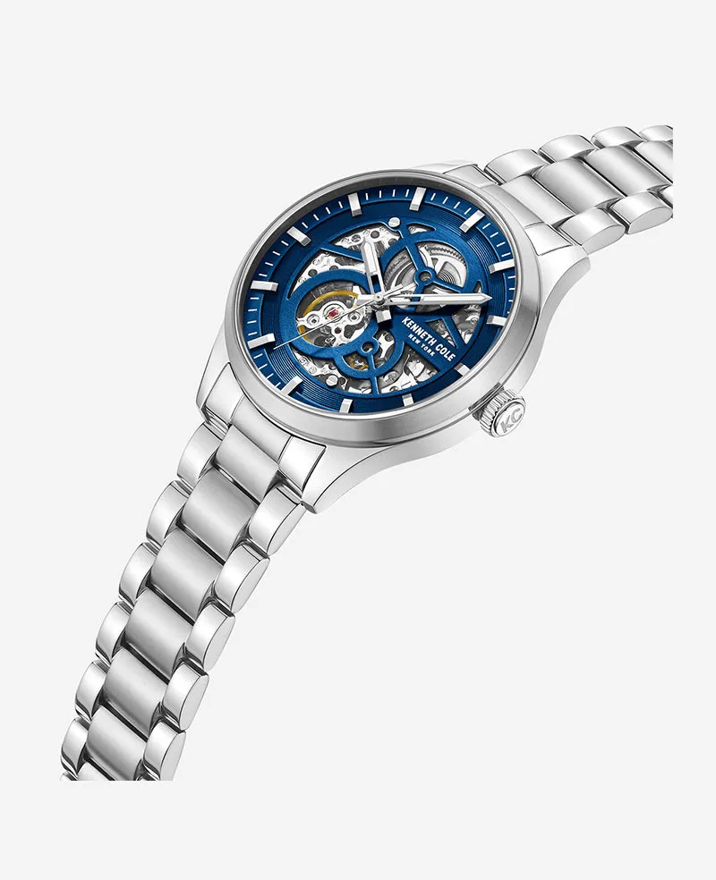 Kenneth Cole New York 42mm Automatic Blue Skeleton Men's Watch KCWGY0046401
