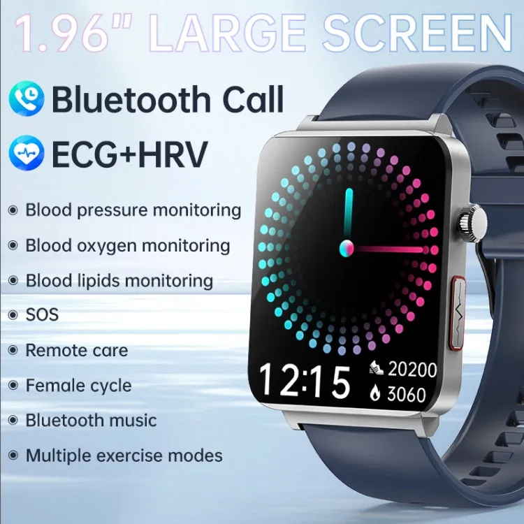 KS03 Pro 1.96 inch Color Screen Smart Watch, Support Bluetooth Call / Health Monitoring(Silver Blue)