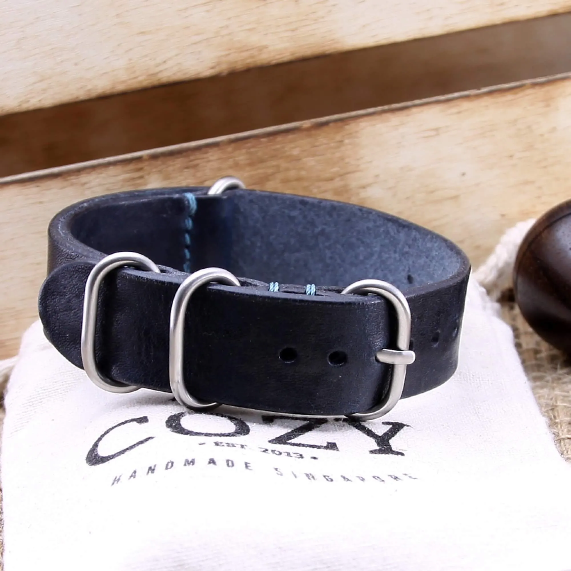 Leather Watch Strap, 4-Ring Vintage 407