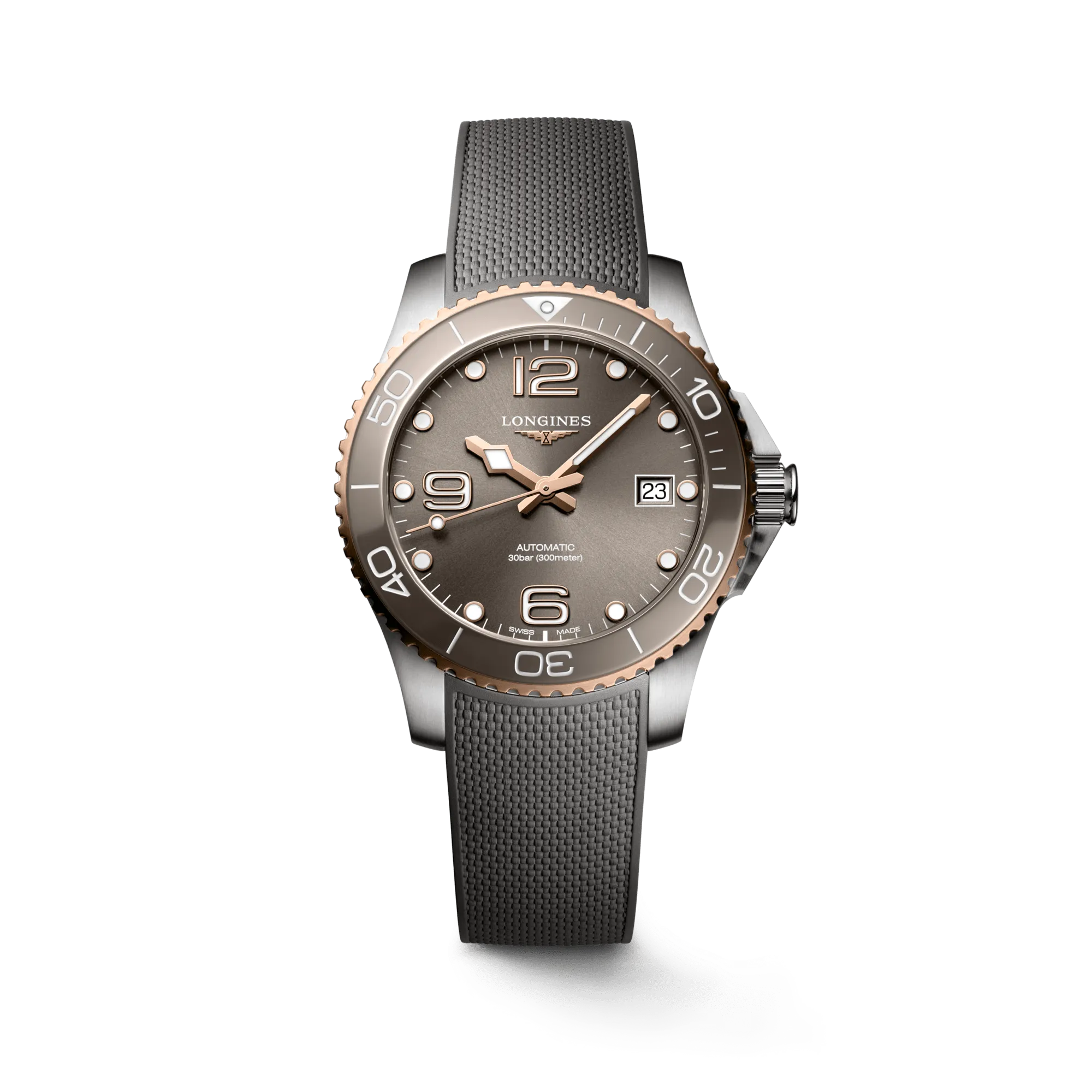 Longines HydroConquest 39mm Grey Dial Rubber Strap Men's Watch L37803789