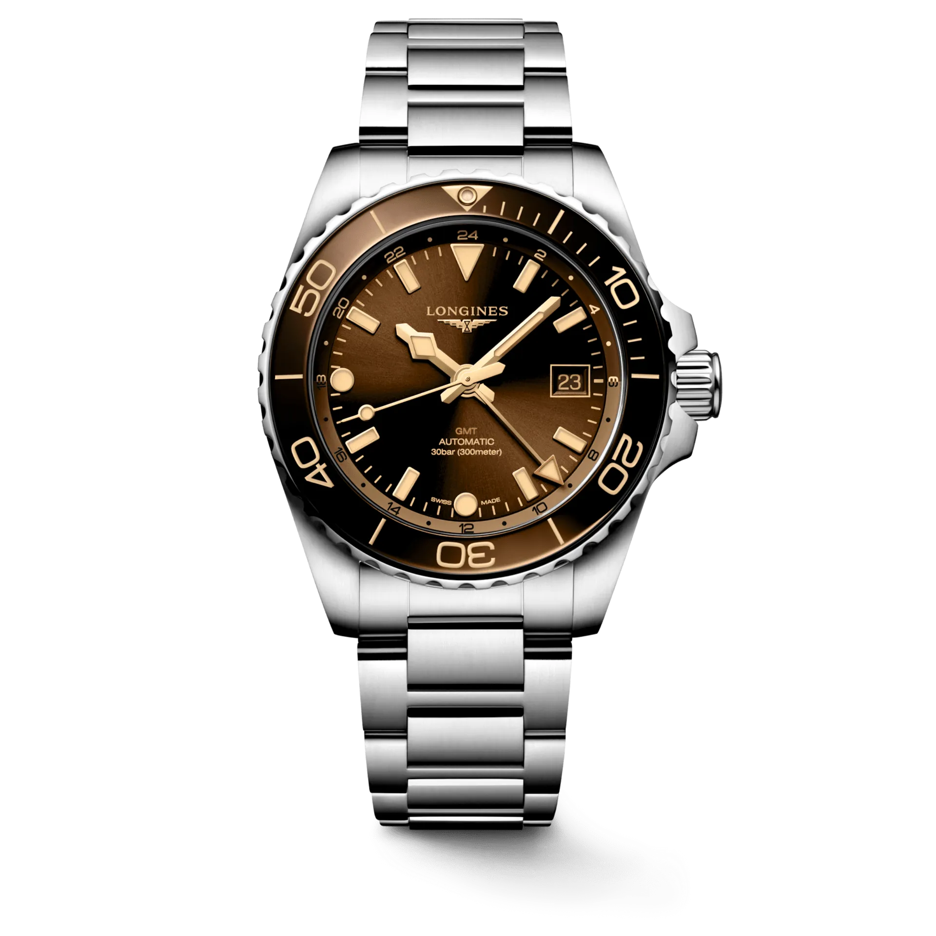 Longines HydroConquest GMT 41mm Sunray Brown Men's Watch L37904666