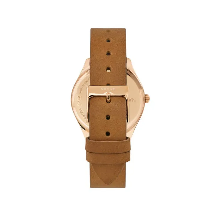 Lune Watch - Pearlized Dial Rose Gold - Natural Leather