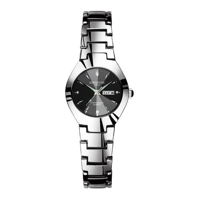 Luxury Quartz  Dual Calendar  Steel Strap men women couple lovers watch