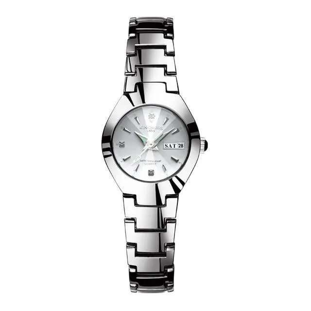 Luxury Quartz  Dual Calendar  Steel Strap men women couple lovers watch