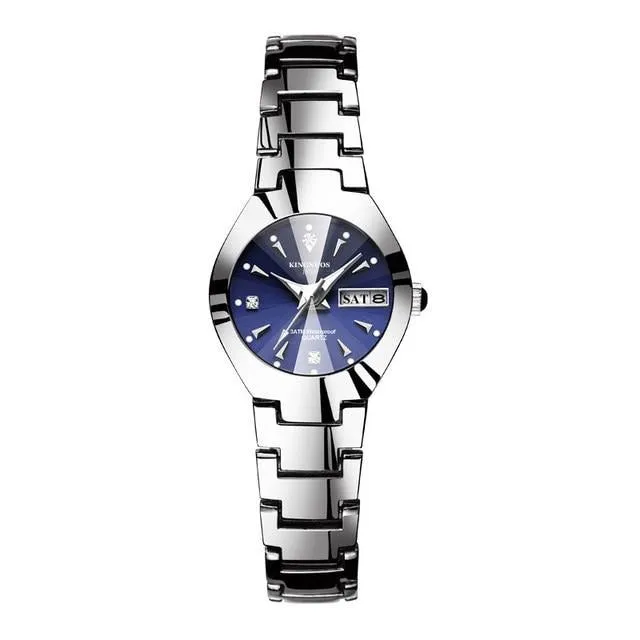 Luxury Quartz  Dual Calendar  Steel Strap men women couple lovers watch