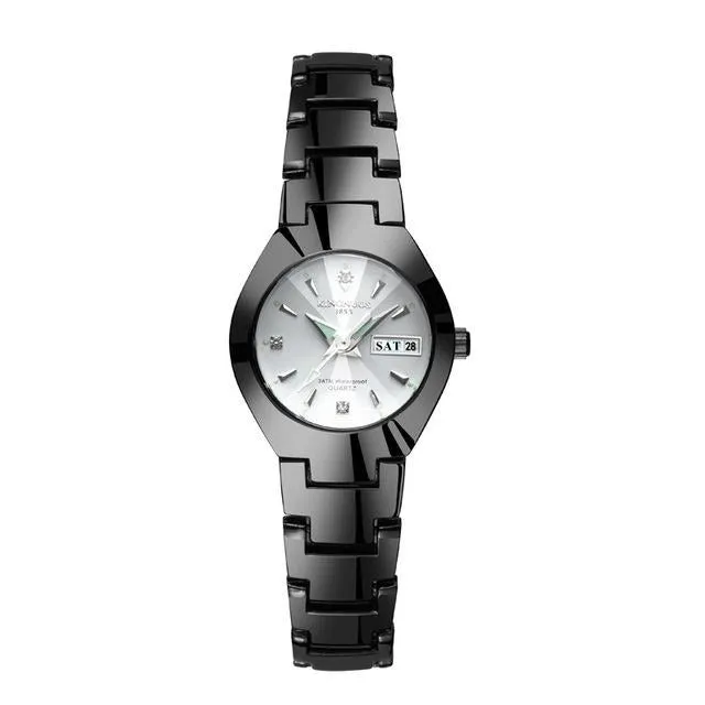 Luxury Quartz  Dual Calendar  Steel Strap men women couple lovers watch