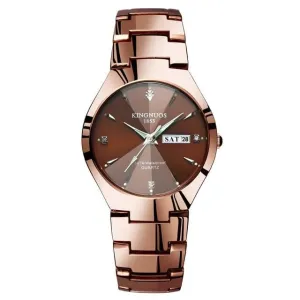 Luxury Quartz  Dual Calendar  Steel Strap men women couple lovers watch