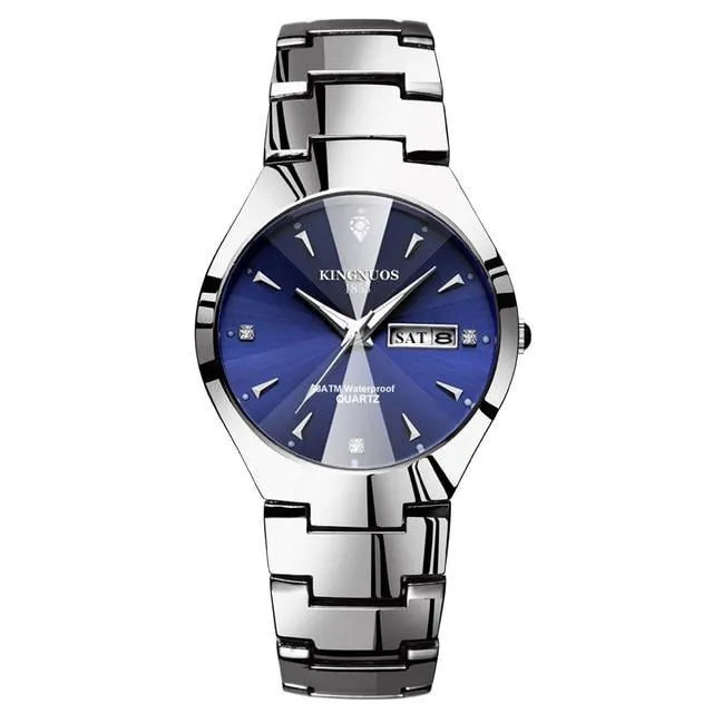Luxury Quartz  Dual Calendar  Steel Strap men women couple lovers watch