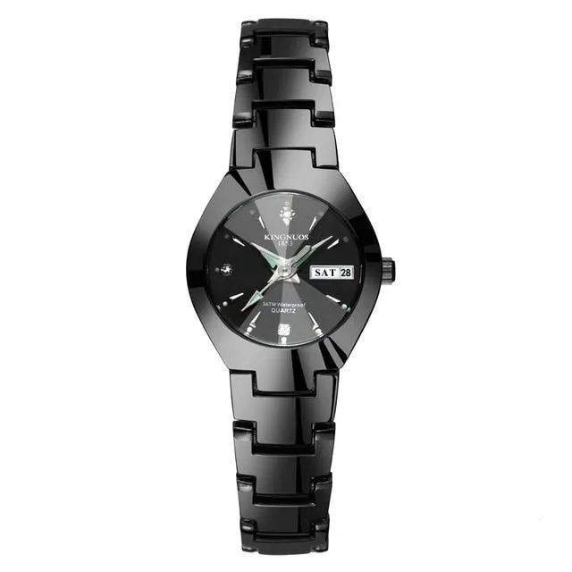 Luxury Quartz  Dual Calendar  Steel Strap men women couple lovers watch