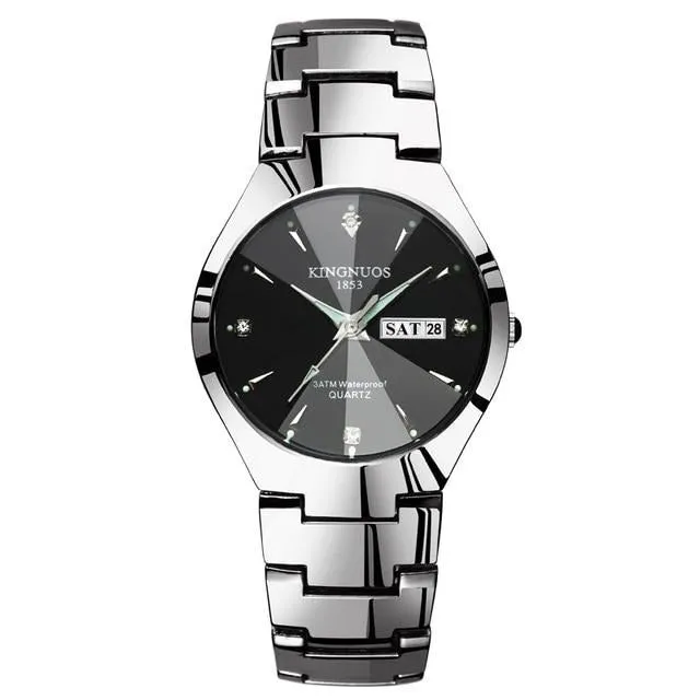 Luxury Quartz  Dual Calendar  Steel Strap men women couple lovers watch