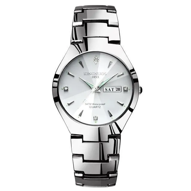 Luxury Quartz  Dual Calendar  Steel Strap men women couple lovers watch