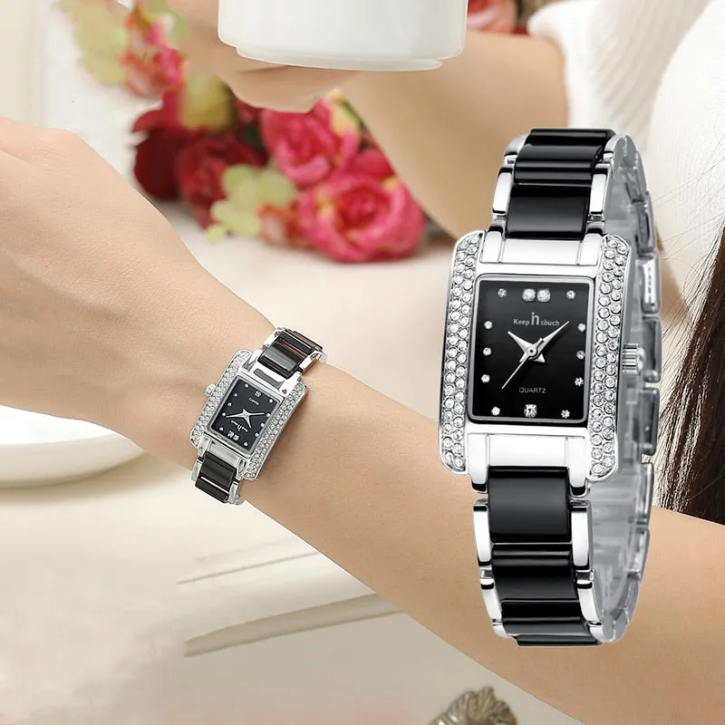 Luxury Square Diamond Watch Bracelet For Women Casual Jewelry