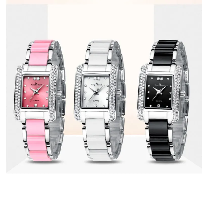 Luxury Square Diamond Watch Bracelet For Women Casual Jewelry