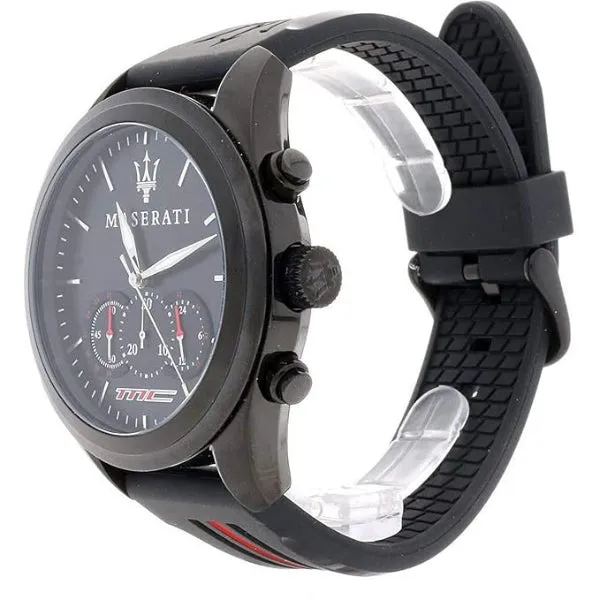 Maserati Traguardo Black Silicone Strap Black Dial Quartz Watch for Gents - R8871612004