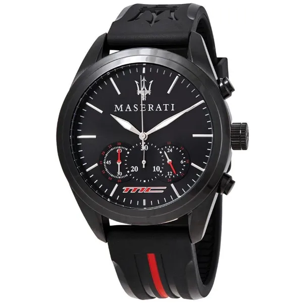 Maserati Traguardo Black Silicone Strap Black Dial Quartz Watch for Gents - R8871612004