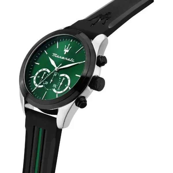 Maserati Traguardo Black Silicone Strap Green Dial Quartz Watch for Gents - R8871612043