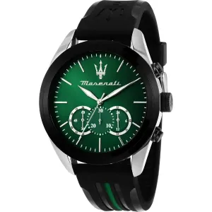 Maserati Traguardo Black Silicone Strap Green Dial Quartz Watch for Gents - R8871612043