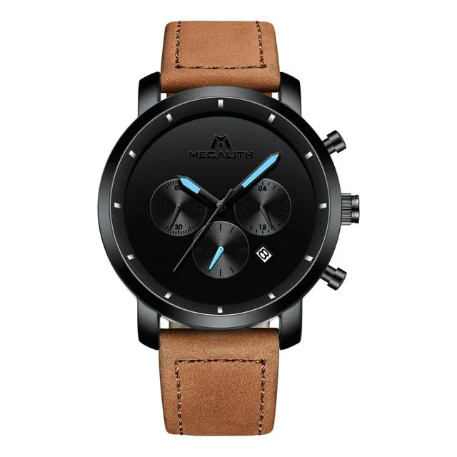 MEGALITH Men Military Watches Creative Turbine Rotation Dial Watch Sport Waterproof Quartz Watches Mens Clock Relogio Masculino