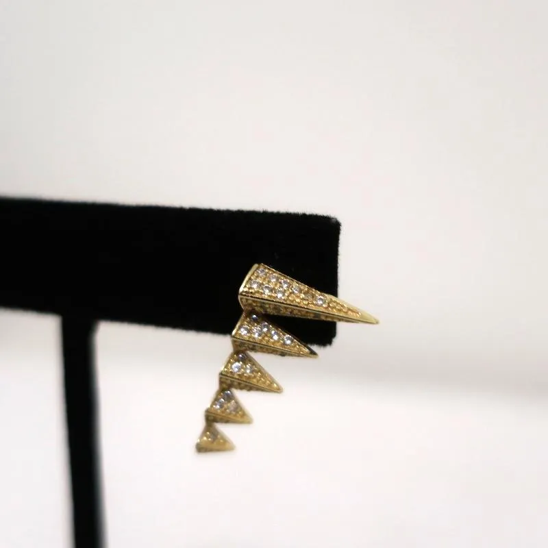 Melinda Maria Sloane Spike Crawler Earring Crystal Pave 18k Gold-Plated Brass