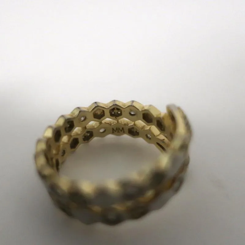 Melinda Maria Snake Wrap Ring Crystal Pave Size 10