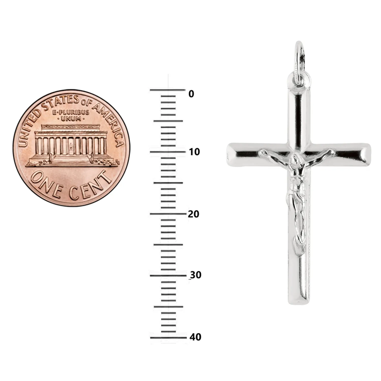 Men's Genuine 925 Sterling Silver Italian Crucifix Cross Necklace