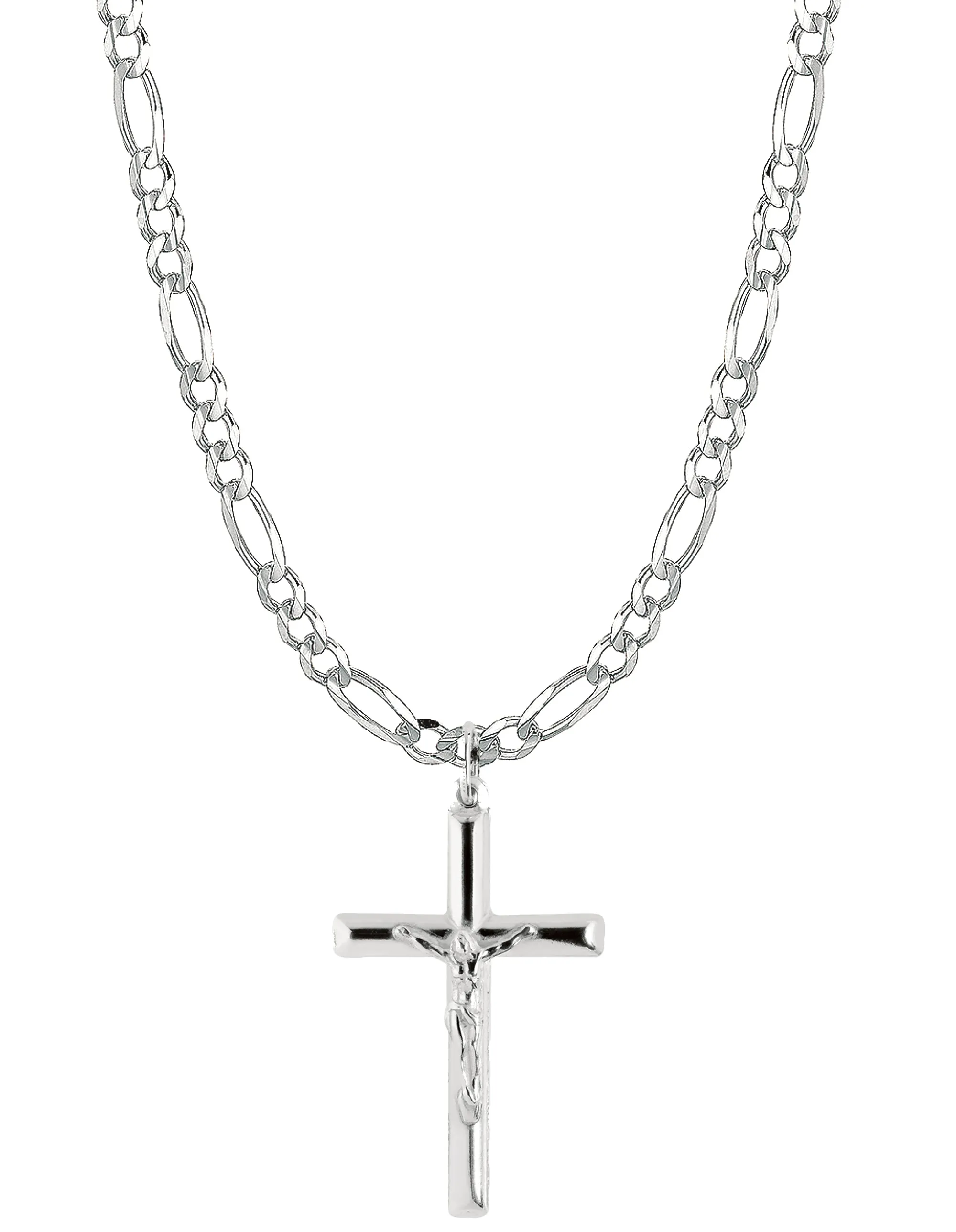 Men's Genuine 925 Sterling Silver Italian Crucifix Cross Necklace
