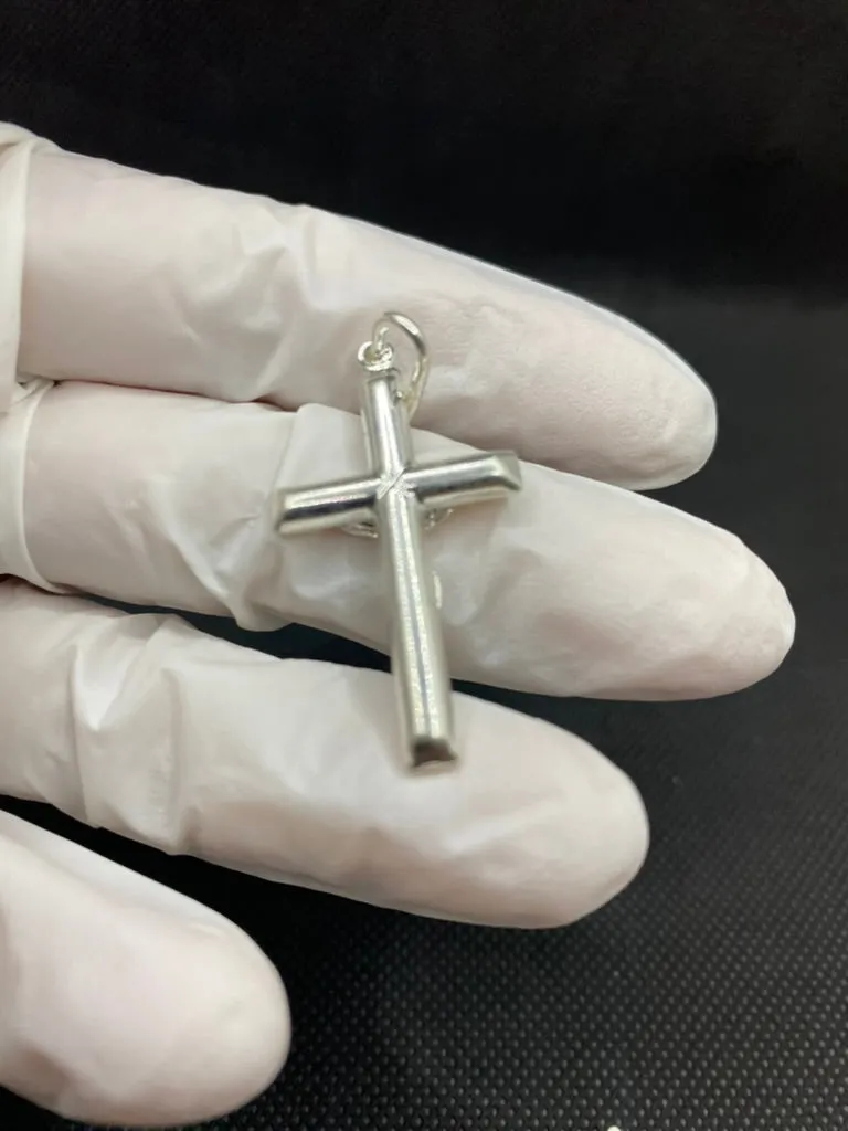 Men's Genuine 925 Sterling Silver Italian Crucifix Cross Necklace