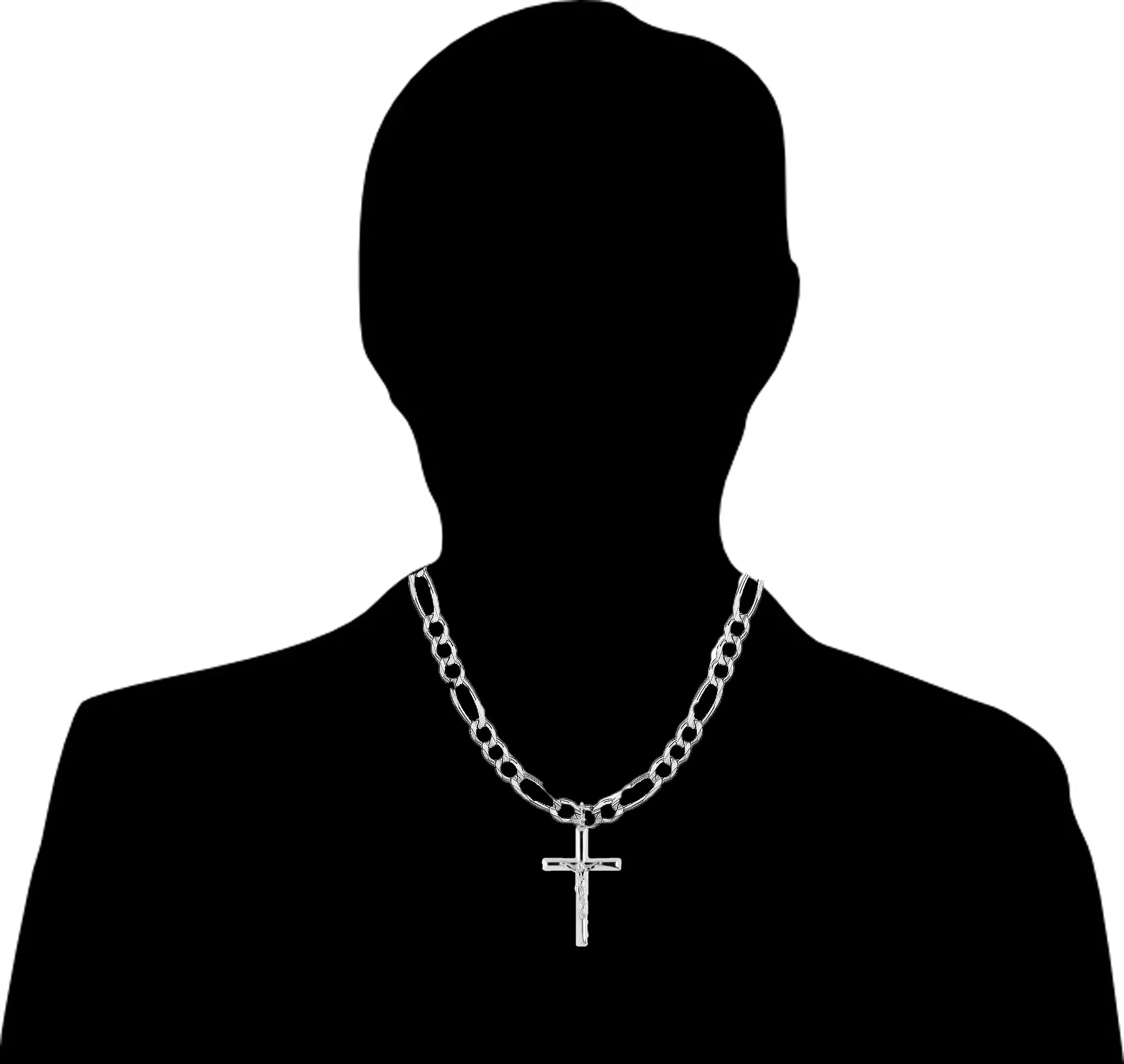 Men's Genuine 925 Sterling Silver Italian Crucifix Cross Necklace