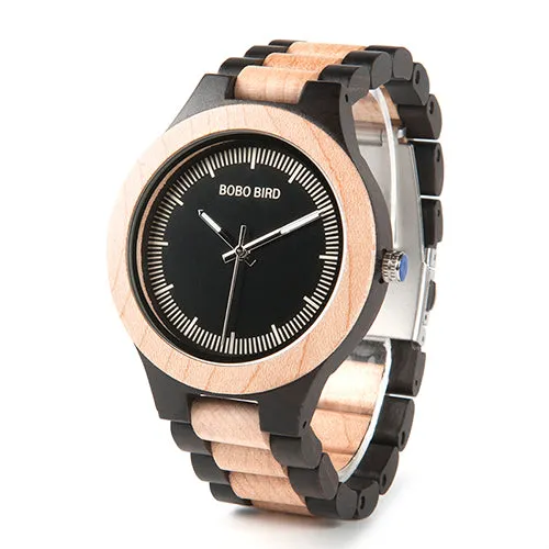 Men's Two Tone Rosewood/Pinewood Wooden Watches in Wooden Gift Box