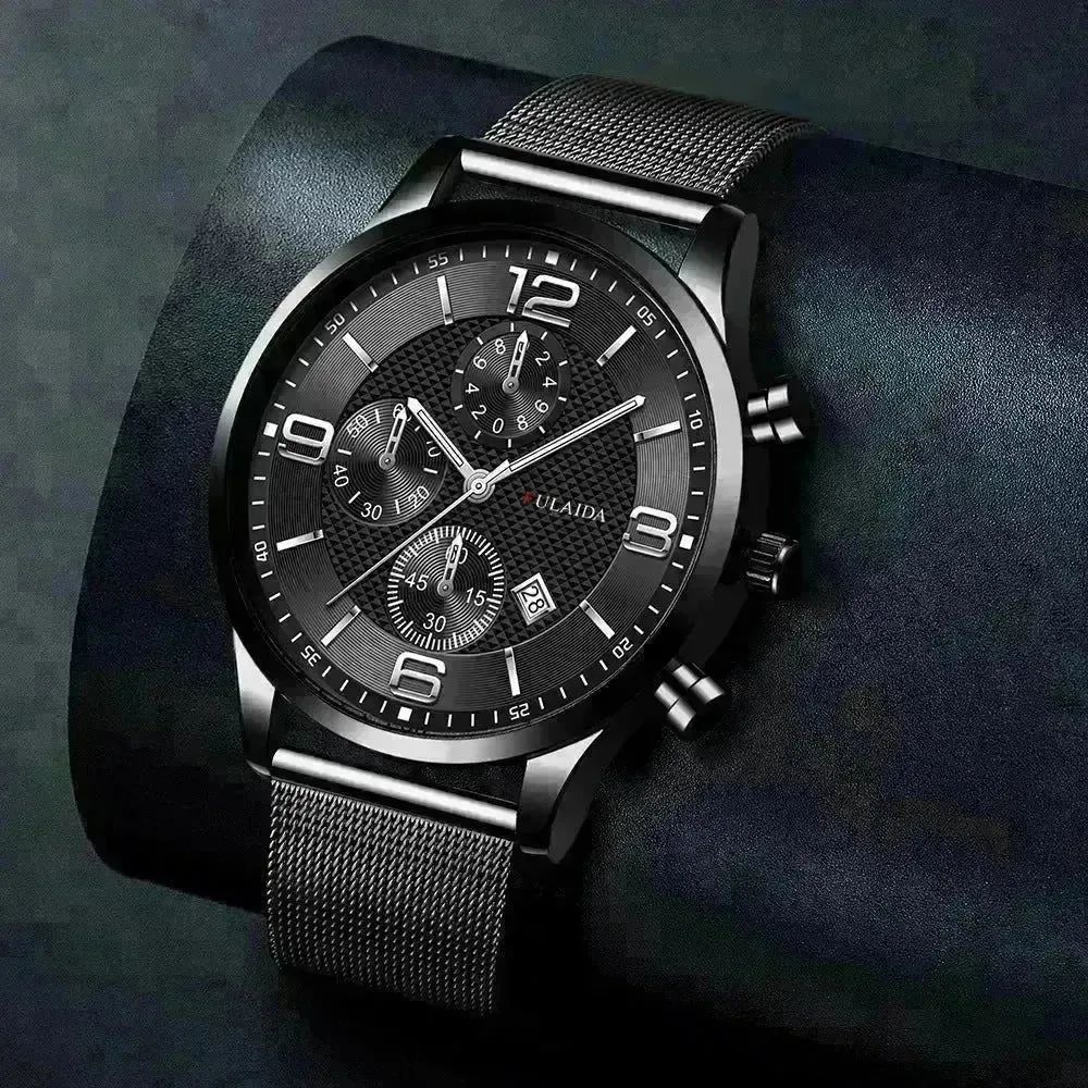 Mesh Strap Calendar Quartz Simple Casual All-match Men's Watch