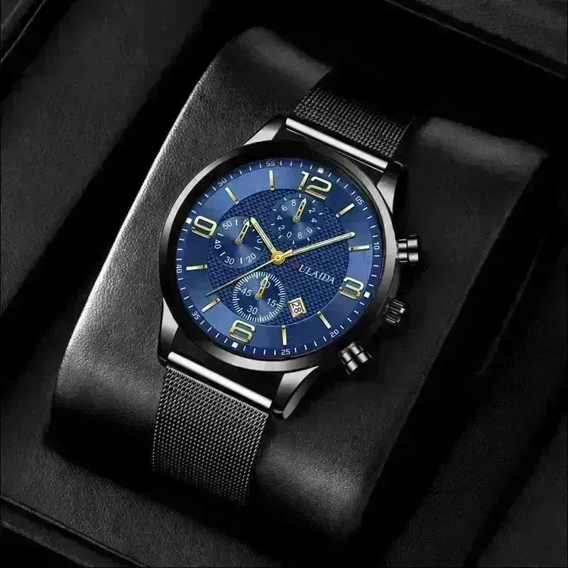 Mesh Strap Calendar Quartz Simple Casual All-match Men's Watch