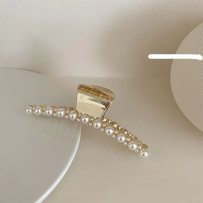 Metal Rhinestone Pearl Hair Clip