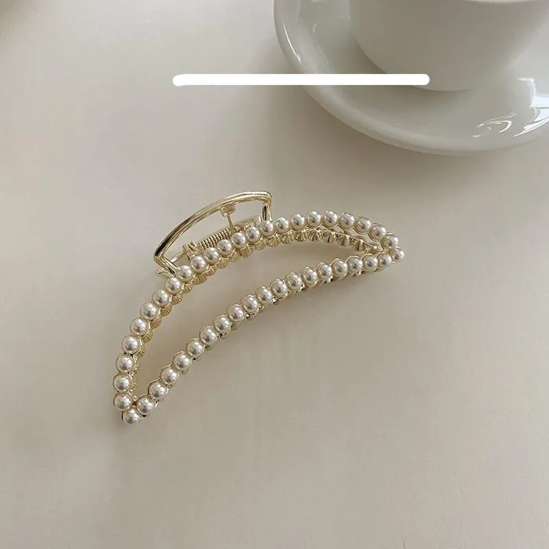 Metal Rhinestone Pearl Hair Clip