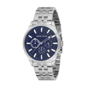 Michael Fellini Silver Stainless Steel Navy Blue Dial Quartz Watch for Gents - MF2261-3