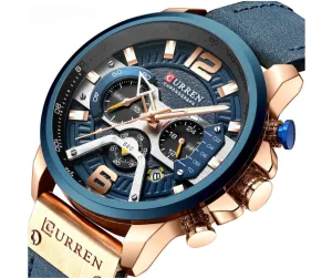 Military Leather Chronograph Wristwatch