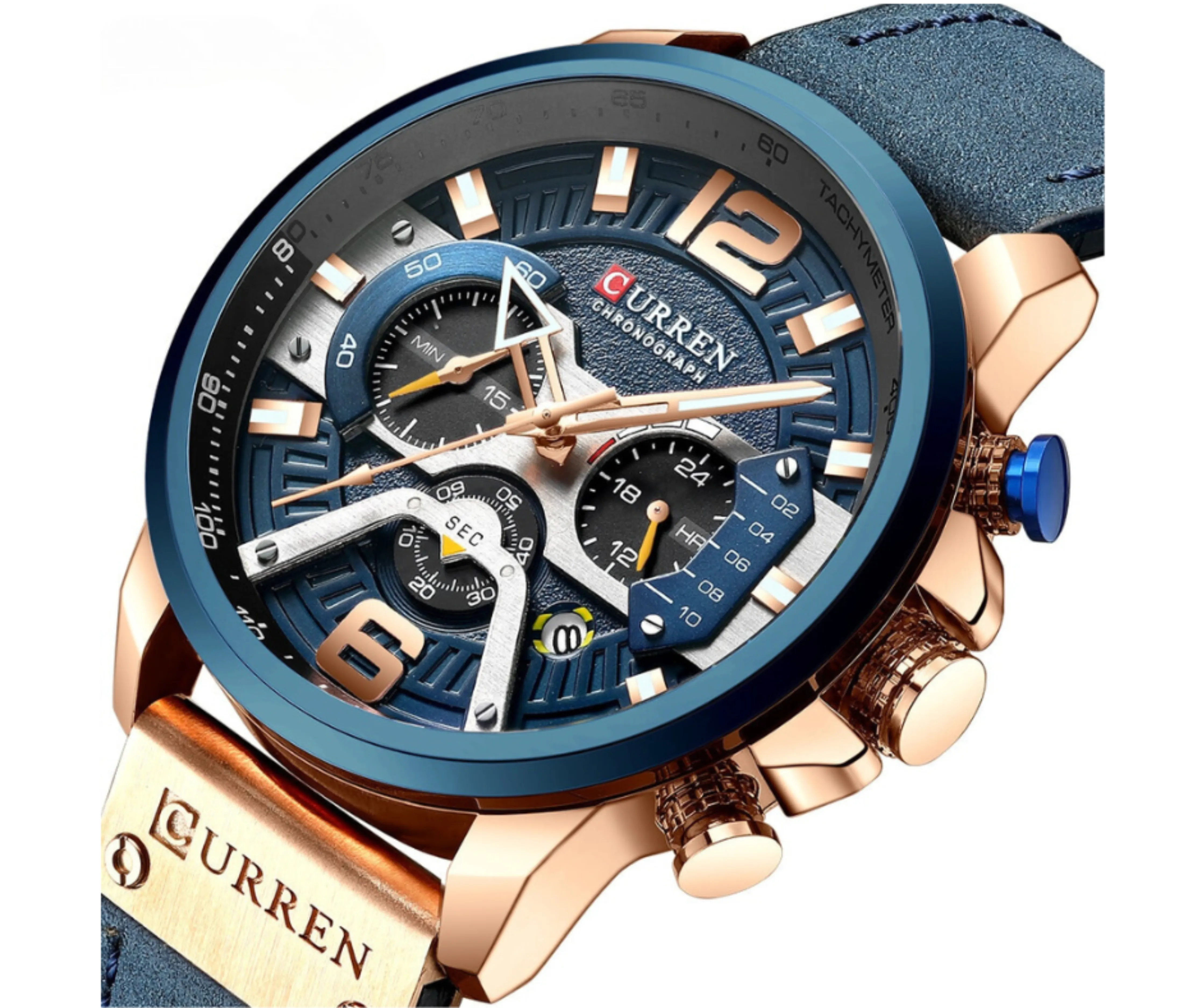 Military Leather Chronograph Wristwatch