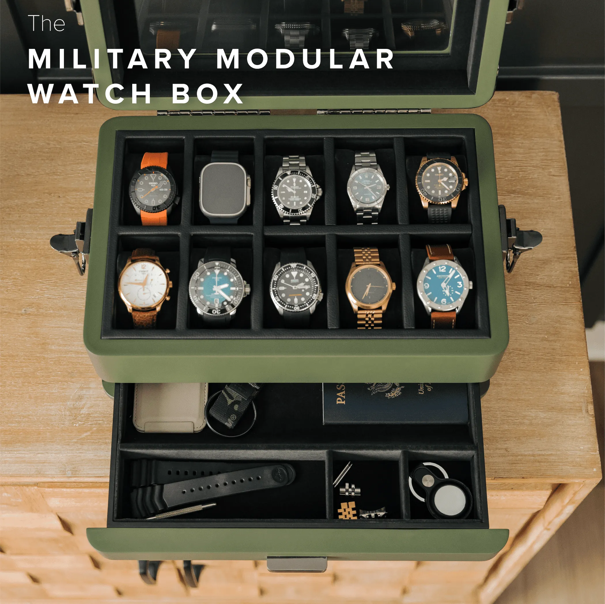 Military Modular Watch Box - 10 Slot by Case Elegance