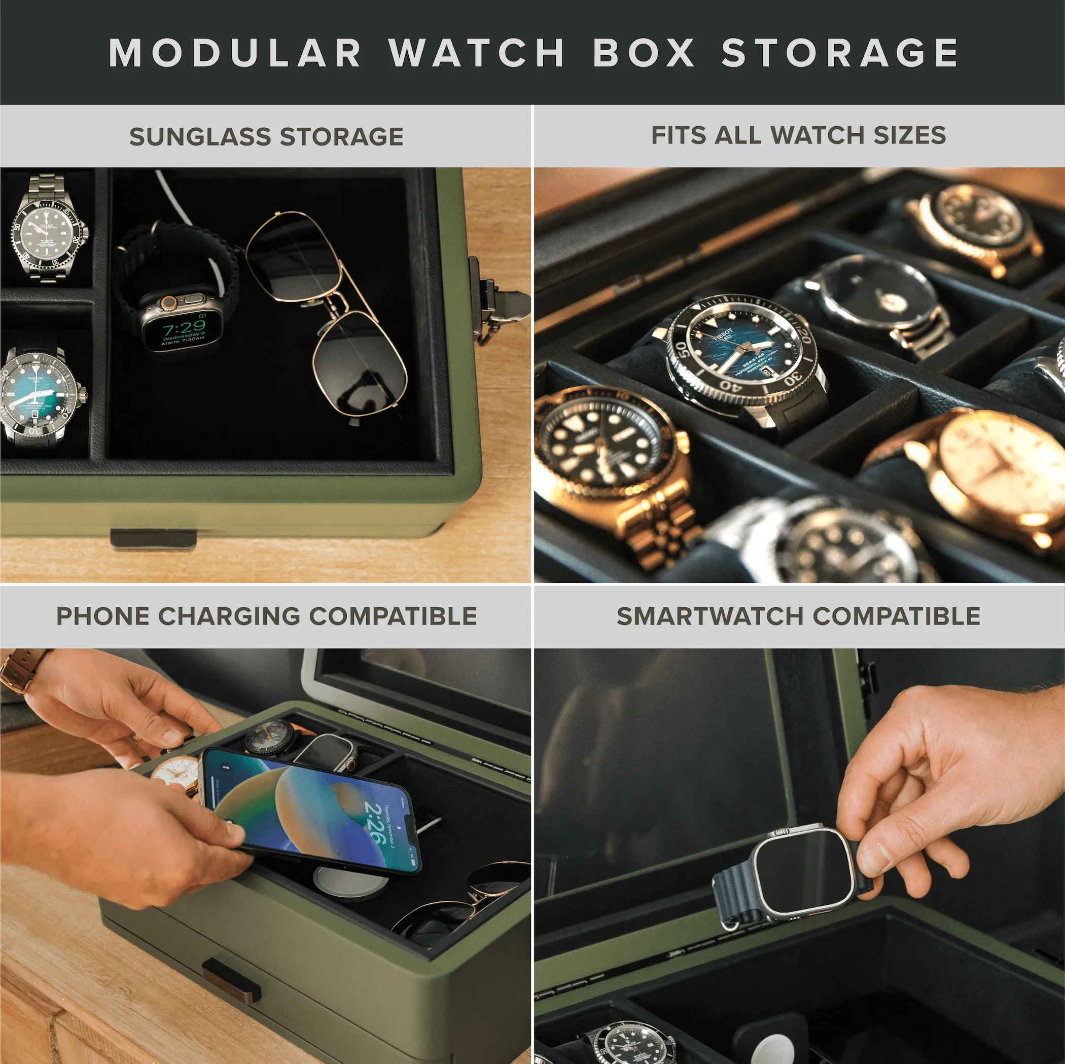 Military Modular Watch Box - 10 Slot by Case Elegance