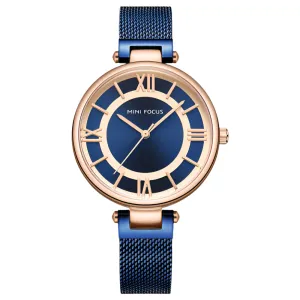 Mini Focus Blue Mesh Bracelet Blue Dial Quartz Watch for Ladies - MF0234L-04