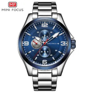 Mini Focus Silver Stainless Steel Blue Dial Quartz Watch for Gents - MF0199G-01