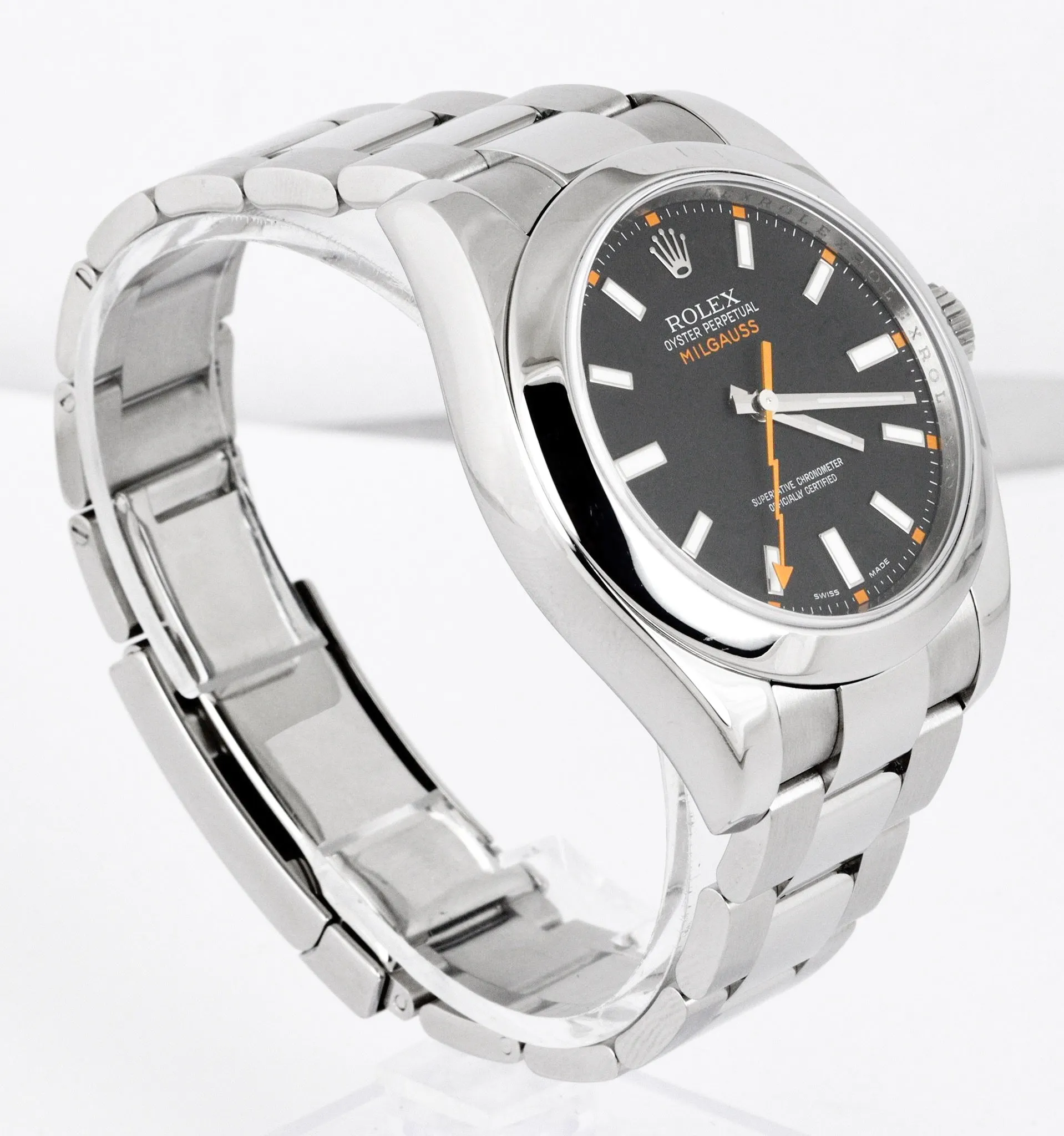 MINT 2009 Rolex Milgauss Black Dial Orange 116400 40mm Stainless Steel Oyster